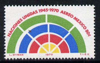 Mexico 1970 UN 25th Anniversary 80c unmounted mint with fine shift of green, SG 1214*