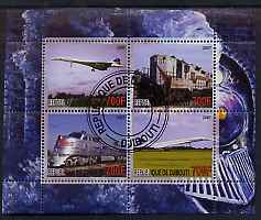 Djibouti 2007 Railways & Concorde #1 perf sheetlet containing 4 values fine cto used