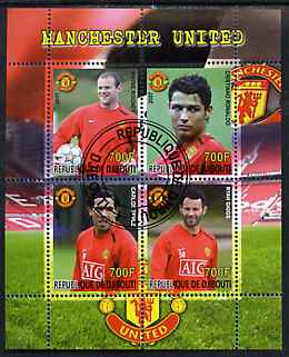 Djibouti 2007 Manchester United perf sheetlet containing 4 values fine cto used