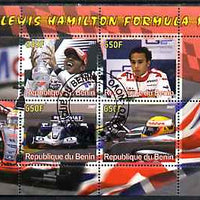 Benin 2007 Lewis Hamilton Formula 1 perf sheetlet containing 4 values fine cto used