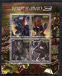 Congo 2007 Spiderman perf sheetlet containing 4 values fine cto used