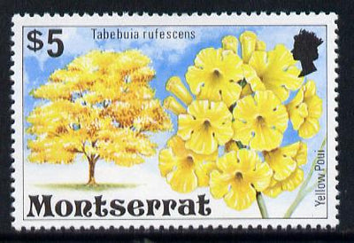 Montserrat 1976 Yellow Poui Tree $5 def with wmk sideways inverted (SG 384Ei)*
