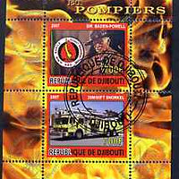 Djibouti 2007 Scouts & Fire Engines #1 perf s/sheet containing 2 values fine cto used