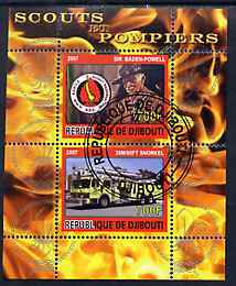 Djibouti 2007 Scouts & Fire Engines #1 perf s/sheet containing 2 values fine cto used