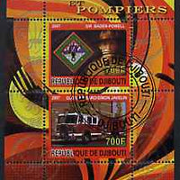 Djibouti 2007 Scouts & Fire Engines #2 perf s/sheet containing 2 values fine cto used