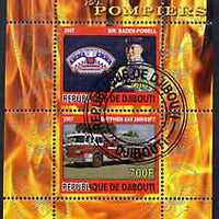 Djibouti 2007 Scouts & Fire Engines #3 perf s/sheet containing 2 values fine cto used