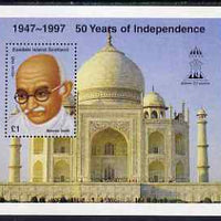 Easdale 1997 50th Anniversary of Indian Independence perf s/sheet (showing Gandhi) unmounted mint with Indpex imprint
