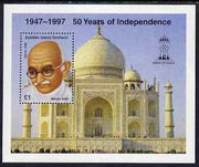 Easdale 1997 50th Anniversary of Indian Independence perf s/sheet (showing Gandhi) unmounted mint with Indpex imprint