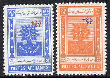 Afghanistan 1960 World Refugee Year surcharged set of 2 (perf) unmounted mint, SG 485-6*