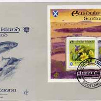 Easdale 1988 Flora & Fauna perf sheetlet containing 60p (Lichens) & 80p (Spring Flowers) on illustrated cover with first day cancel
