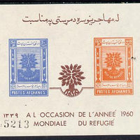 Afghanistan 1960 World Refugee Year imperf m/sheet (50p blue & 165p orange SG 455b) unmounted mint