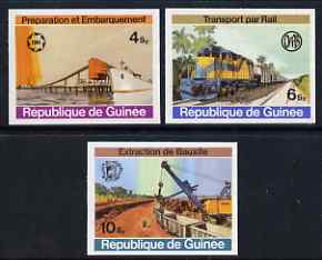 Guinea - Conakry 1974 Bauxite Mining imperf set of 3 from a limited printing unmounted mint as SG 843-45