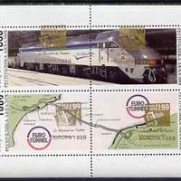 Abkhazia 1995 Euro Tunnel perf sheetlet containing set of 4 values each opt'd with Europa & France 99 imprint, unmounted mint