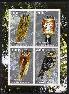 Ivory Coast 2003 Owls #1 imperf sheetlet containing 4 values unmounted mint