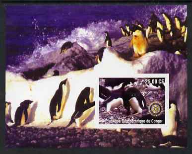 Congo 2002 Penguins #1 imperf m/sheet with Rotary Logo unmounted mint