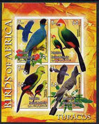 Palestine (PNA) 2005 Birds of Africa - Turacos imperf sheetlet containing 4 values each with Scout Logo unmounted mint. Note this item is privately produced and is offered purely on its thematic appeal