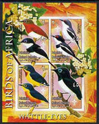 Palestine (PNA) 2005 Birds of Africa - Wattle Eyes imperf sheetlet containing 4 values each with Scout Logo unmounted mint. Note this item is privately produced and is offered purely on its thematic appeal