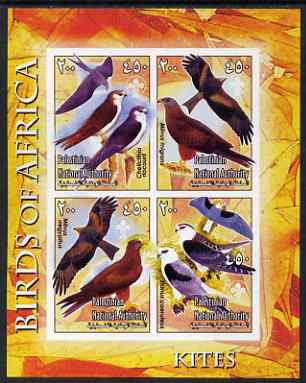 Palestine (PNA) 2005 Birds of Africa - Kites imperf sheetlet containing 4 values each with Scout Logo unmounted mint. Note this item is privately produced and is offered purely on its thematic appeal