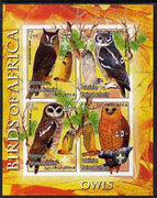 Palestine (PNA) 2005 Birds of Africa - Owls imperf sheetlet containing 4 values each with Scout Logo unmounted mint. Note this item is privately produced and is offered purely on its thematic appeal