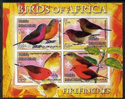 Palestine (PNA) 2005 Birds of Africa - Firefinches imperf sheetlet containing 4 values each with Scout Logo unmounted mint. Note this item is privately produced and is offered purely on its thematic appeal