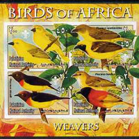 Palestine (PNA) 2005 Birds of Africa - Weavers imperf sheetlet containing 4 values each with Scout Logo unmounted mint. Note this item is privately produced and is offered purely on its thematic appeal