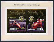 Congo 2003 Ferrari imperf sheetlet containing 2 x 500 CF values with embossed gold background & Rotary Logo, unmounted mint