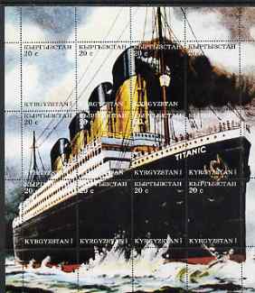 Kyrgyzstan 2000 Titanic perf composite sheetlet containing 12 values unmounted mint