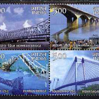 India 2007 Landmark Bridges of India perf se-tenant block of 4 unmounted mint