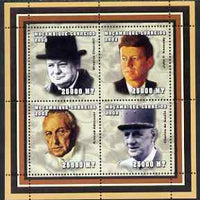 Mozambique 2002 Politicians perf sheetlet containing 4 values unmounted mint (Churchill,John Kennedy, Adenauer & de Gaulle) Yv 2050-53