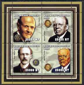Mozambique 2002 Lions International & Rotary perf sheetlet containing 4 values unmounted mint (Paul Harris & Melvin Jones)