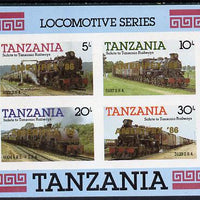 Tanzania 1985 Locomotives imperf proof miniature sheet with 'AMERIPEX 86' opt in gold (unissued) unmounted mint