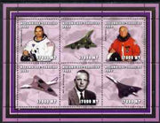 Mozambique 2002 Astronauts & Aircraft perf sheetlet containing 6 values unmounted mint (Collins, Glenn, Armstrong & Concorde) Yv 1966-71