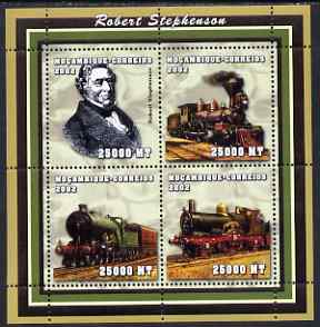 Mozambique 2002 Robert Stephenson perf sheetlet containing 4 values unmounted mint (4 x 25,000 MT) Yv 2076-79