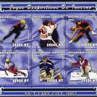 Mozambique 2001 Salt Lake Winter Olympics perf sheetlet containing 6 values unmounted mint (6 x 20,000 MT) Mi 1970-75