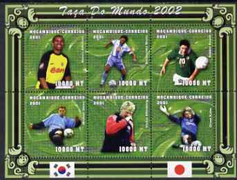 Mozambique 2001 Football World Cup perf sheetlet containing 6 values unmounted mint (Amoroso, Nesta, Keane, Owen, Effenberg & Kahn) Mi 1847-52