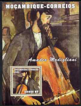 Mozambique 2001 Paintings by Amadeo Modigliani perf s/sheet unmounted mint (100,000 MT) Mi 2173, Sc 1509