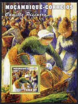 Mozambique 2001 Paintings by Camille Pissaro perf s/sheet unmounted mint (75,000 MT) Mi 2167. Sc 1504