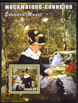 Mozambique 2001 Paintings by Edouard Manet perf s/sheet unmounted mint (75,000 MT) Mi 2165. Sc 1501