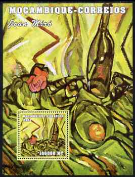 Mozambique 2001 Paintings by Joan Miro perf s/sheet unmounted mint (100,000 MT) Mi 2174, Sc 1508