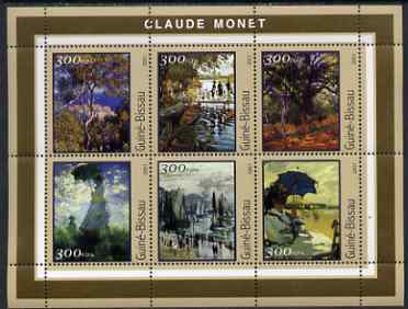 Guinea - Bissau 2001 Paintings by Claude Monet perf sheetlet containing 6 values unmounted mint Mi 1612-17
