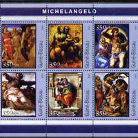 Guinea - Bissau 2001 Paintings by Michelangelo perf sheetlet containing 6 values unmounted mint Mi 1678-83