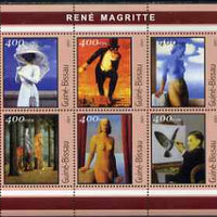 Guinea - Bissau 2001 Paintings by Rene Magritte perf sheetlet containing 6 values unmounted mint Mi 1684-89
