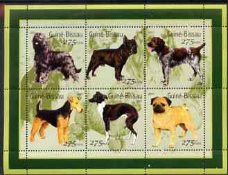 Guinea - Bissau 2001 Dogs #1 perf sheetlet containing 6 values (275 FCFA) unmounted mint Mi 1565-70