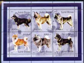 Guinea - Bissau 2001 Dogs #2 perf sheetlet containing 6 values (300 FCFA) unmounted mint Mi 1571-76