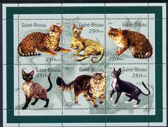 Guinea - Bissau 2001 Domestic Cats perf sheetlet containing 6 values (250 FCFA) unmounted mint Mi 1522-27