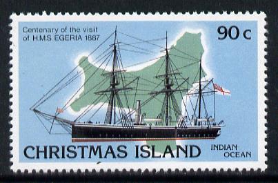 Christmas Island 1987 HMS Egeria & Map 90c value unmounted mint, SG 228