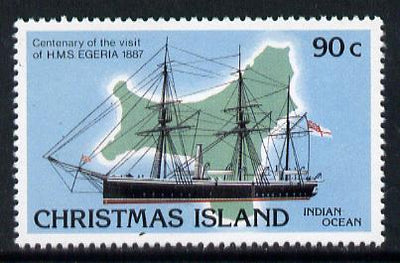 Christmas Island 1987 HMS Egeria & Map 90c value unmounted mint, SG 228