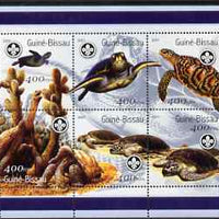 Guinea - Bissau 2001 Turtles perf sheetlet containing 6 values (400 FCFA) each with Scouts logo unmounted mint Mi 1584-89