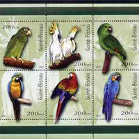 Guinea - Bissau 2001 Parrots perf sheetlet containing 6 values (200 FCFA) unmounted mint Mi 1422-27
