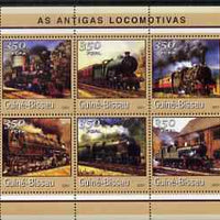 Guinea - Bissau 2001 Locomotives - Steam #1 perf sheetlet containing 6 values (350 FCFA) unmounted mint Mi 1719-24